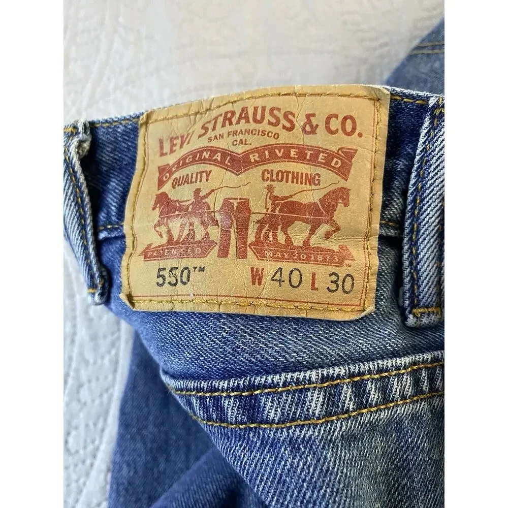 Mens Levis Sz 40 X 30 5 Pkt Straight 550 100% Cotton Medium Wash Denim Jeans